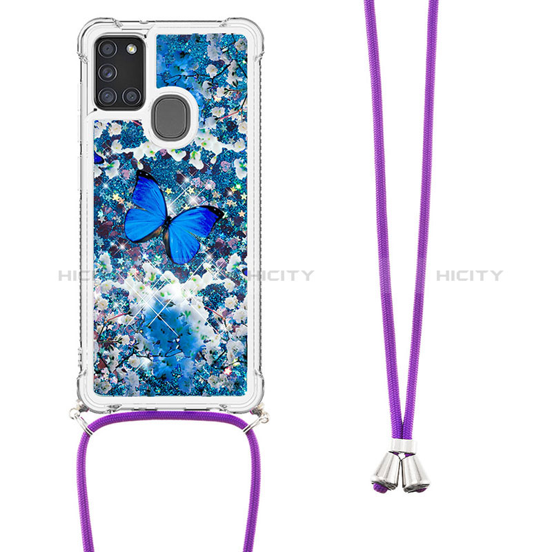 Coque Silicone Housse Etui Gel Bling-Bling avec Laniere Strap S02 pour Samsung Galaxy A21s Plus