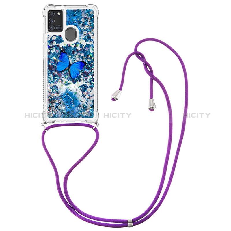 Coque Silicone Housse Etui Gel Bling-Bling avec Laniere Strap S02 pour Samsung Galaxy A21s Plus