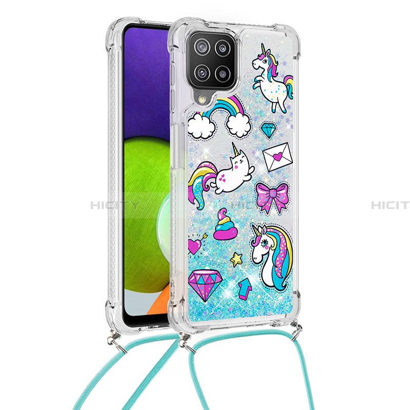 Coque Silicone Housse Etui Gel Bling-Bling avec Laniere Strap S02 pour Samsung Galaxy A22 4G Plus