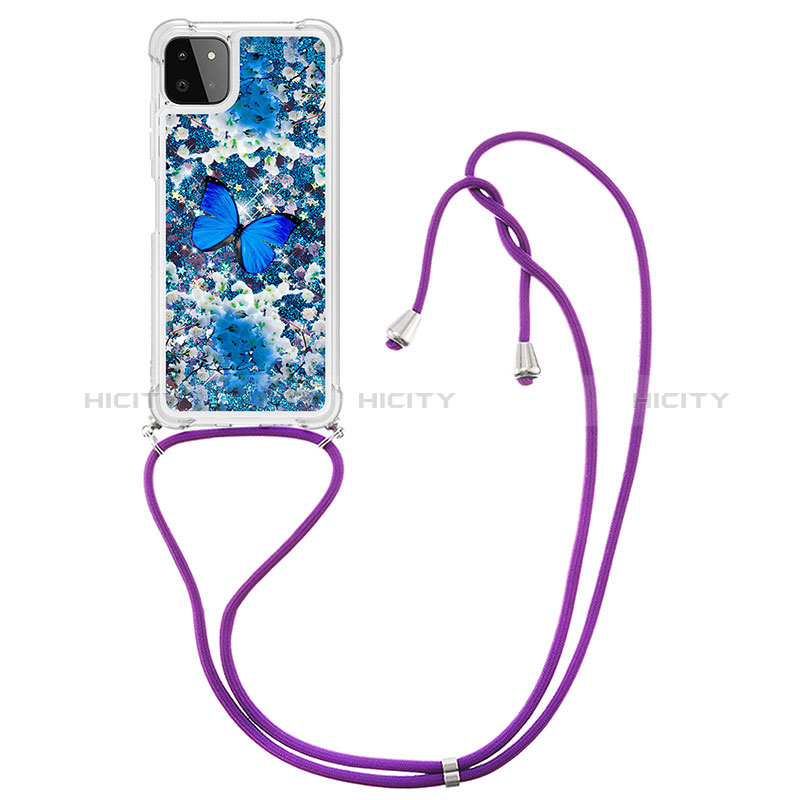 Coque Silicone Housse Etui Gel Bling-Bling avec Laniere Strap S02 pour Samsung Galaxy A22s 5G Plus