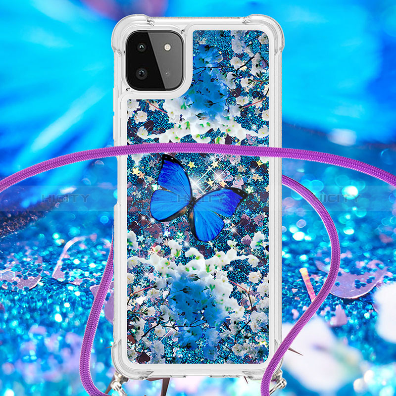 Coque Silicone Housse Etui Gel Bling-Bling avec Laniere Strap S02 pour Samsung Galaxy A22s 5G Plus