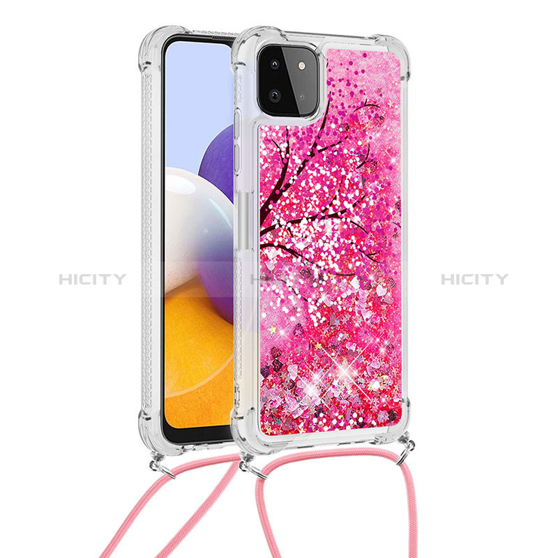 Coque Silicone Housse Etui Gel Bling-Bling avec Laniere Strap S02 pour Samsung Galaxy A22s 5G Plus