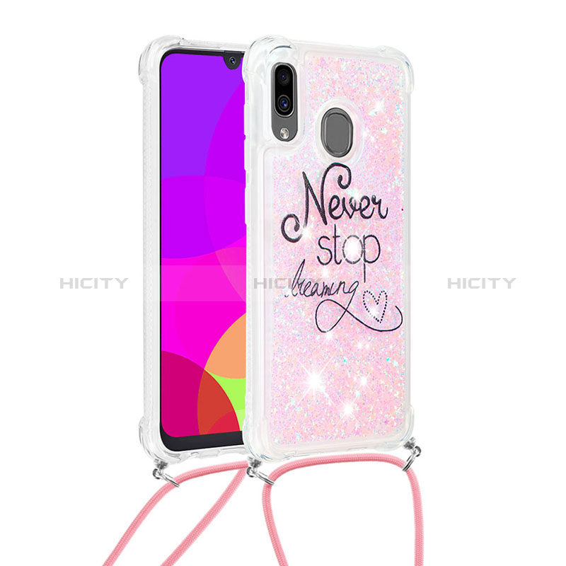 Coque Silicone Housse Etui Gel Bling-Bling avec Laniere Strap S02 pour Samsung Galaxy A30 Mixte Plus