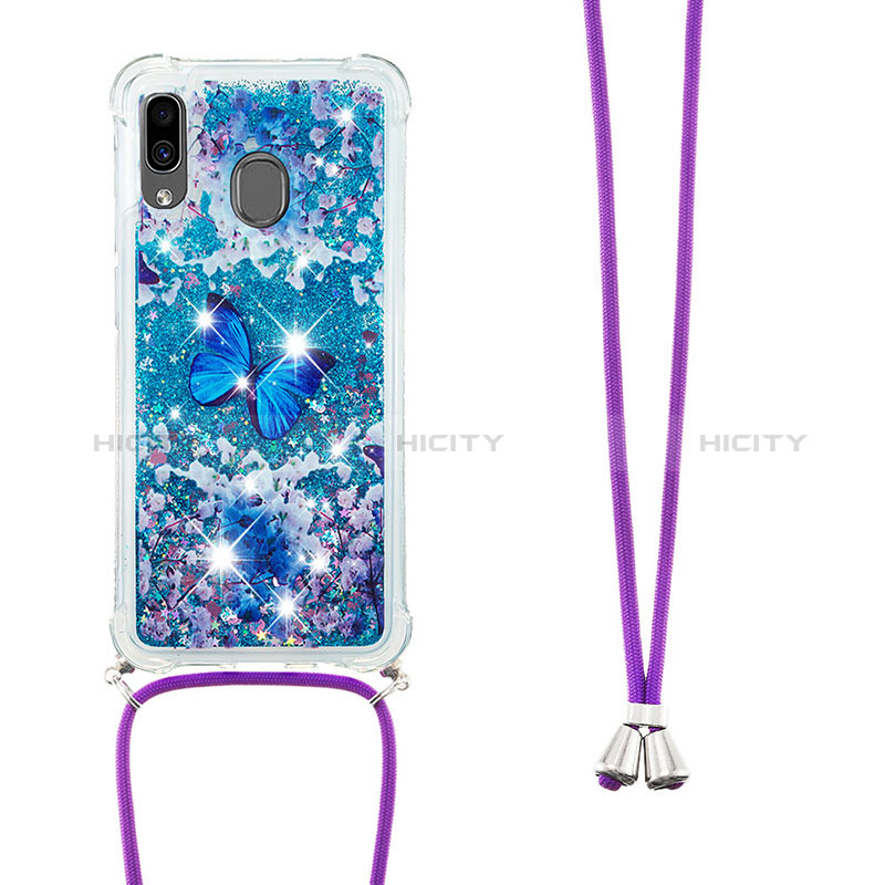 Coque Silicone Housse Etui Gel Bling-Bling avec Laniere Strap S02 pour Samsung Galaxy A30 Plus