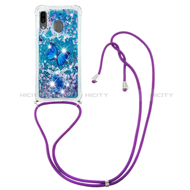 Coque Silicone Housse Etui Gel Bling-Bling avec Laniere Strap S02 pour Samsung Galaxy A30 Plus