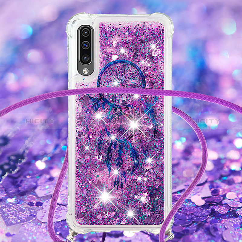 Coque Silicone Housse Etui Gel Bling-Bling avec Laniere Strap S02 pour Samsung Galaxy A30S Plus