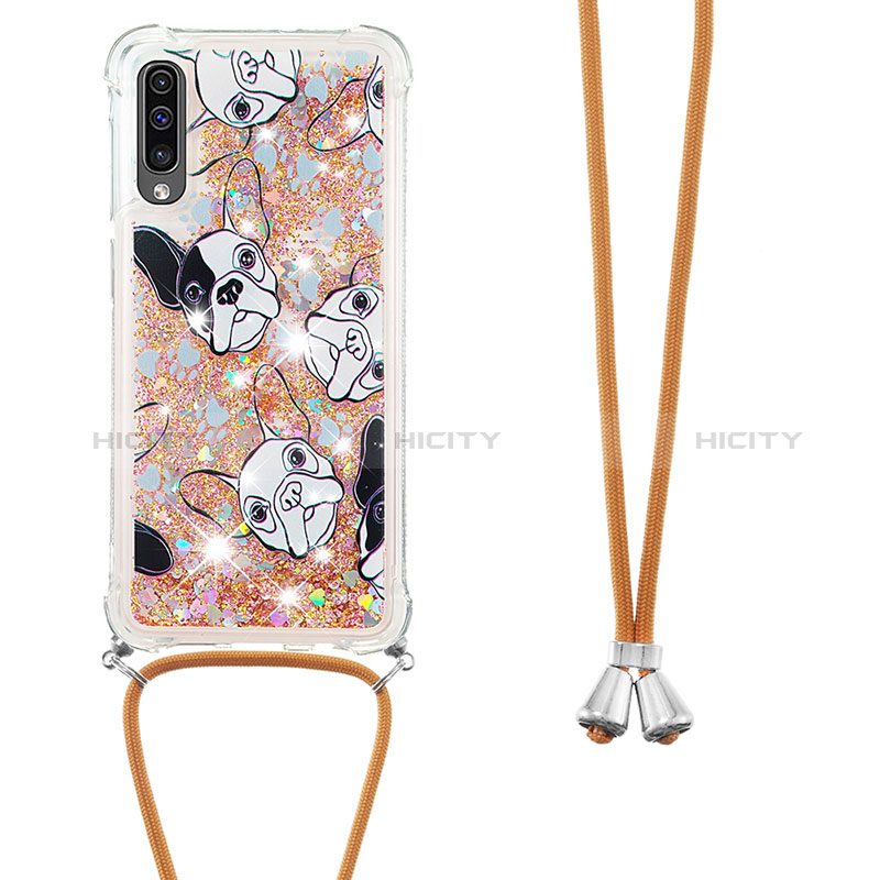 Coque Silicone Housse Etui Gel Bling-Bling avec Laniere Strap S02 pour Samsung Galaxy A30S Plus