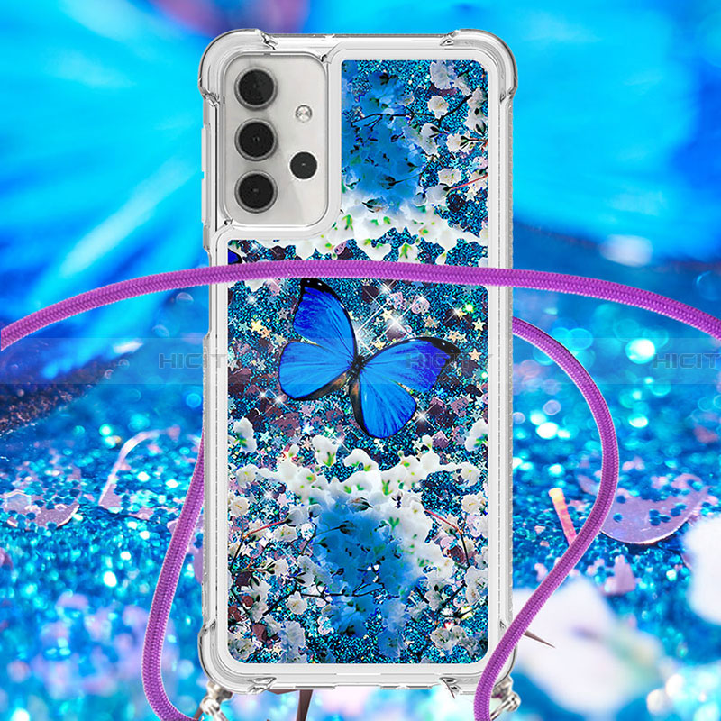 Coque Silicone Housse Etui Gel Bling-Bling avec Laniere Strap S02 pour Samsung Galaxy A32 4G Plus