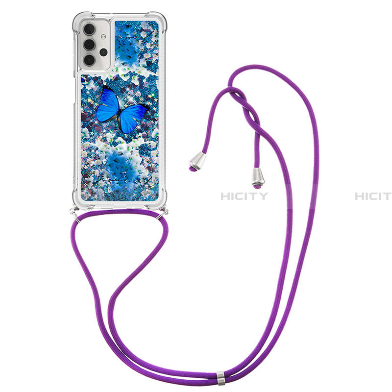 Coque Silicone Housse Etui Gel Bling-Bling avec Laniere Strap S02 pour Samsung Galaxy A32 5G Plus