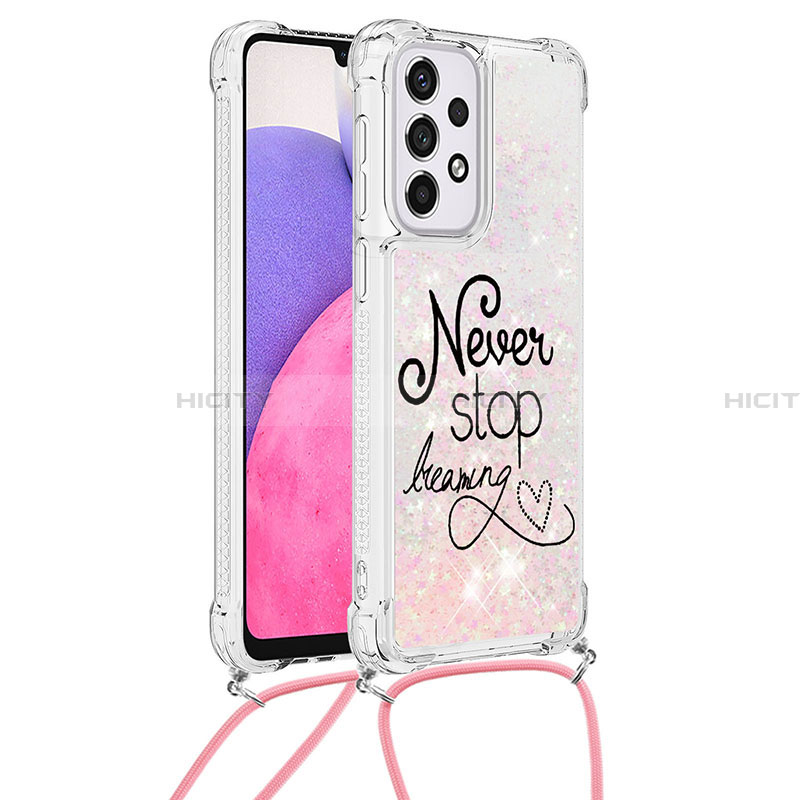 Coque Silicone Housse Etui Gel Bling-Bling avec Laniere Strap S02 pour Samsung Galaxy A33 5G Plus