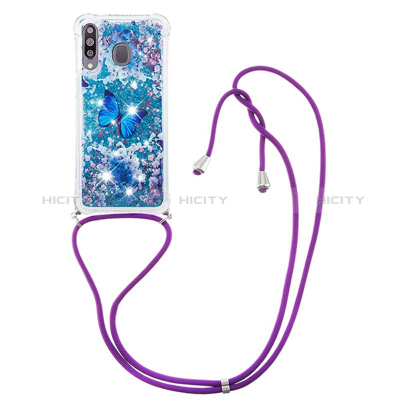 Coque Silicone Housse Etui Gel Bling-Bling avec Laniere Strap S02 pour Samsung Galaxy A40s Plus