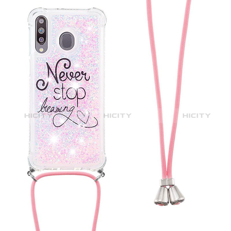 Coque Silicone Housse Etui Gel Bling-Bling avec Laniere Strap S02 pour Samsung Galaxy A40s Plus