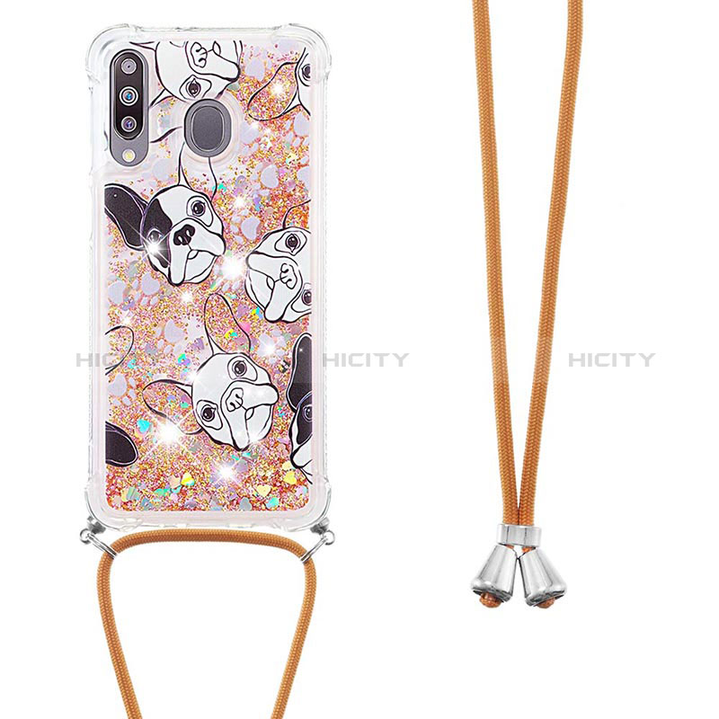 Coque Silicone Housse Etui Gel Bling-Bling avec Laniere Strap S02 pour Samsung Galaxy A40s Plus