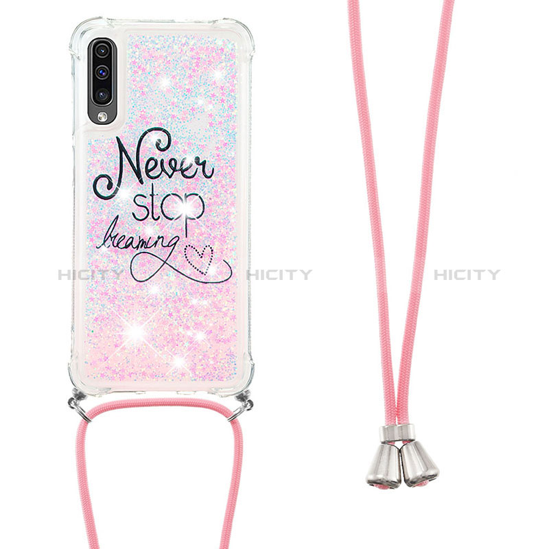 Coque Silicone Housse Etui Gel Bling-Bling avec Laniere Strap S02 pour Samsung Galaxy A50 Mixte Plus