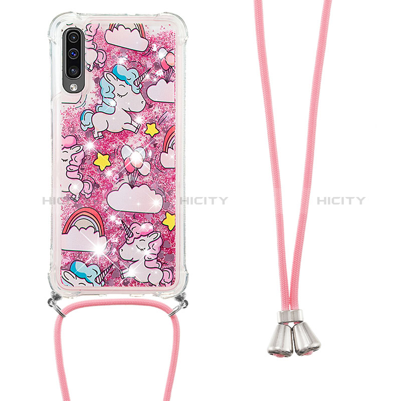 Coque Silicone Housse Etui Gel Bling-Bling avec Laniere Strap S02 pour Samsung Galaxy A50 Plus