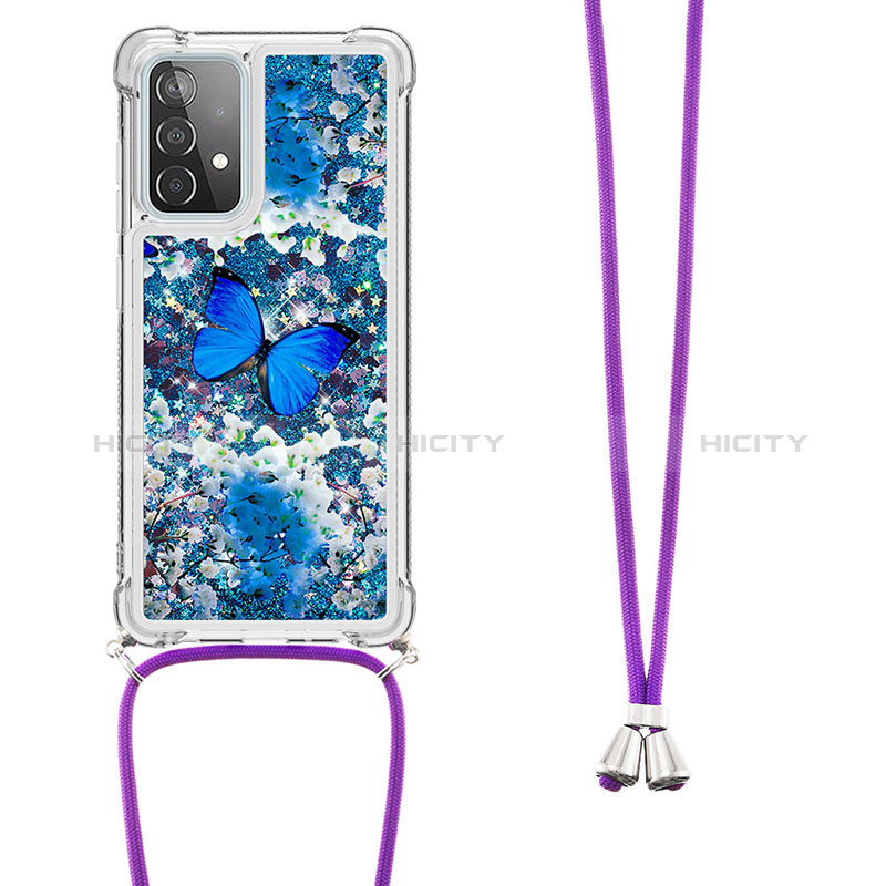 Coque Silicone Housse Etui Gel Bling-Bling avec Laniere Strap S02 pour Samsung Galaxy A52s 5G Plus