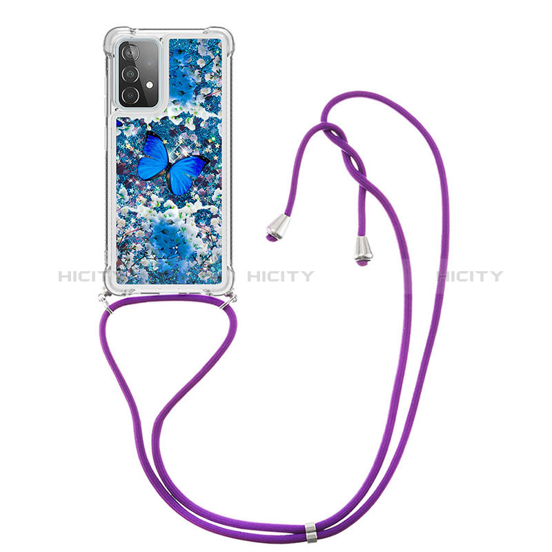 Coque Silicone Housse Etui Gel Bling-Bling avec Laniere Strap S02 pour Samsung Galaxy A52s 5G Plus