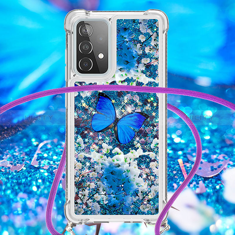 Coque Silicone Housse Etui Gel Bling-Bling avec Laniere Strap S02 pour Samsung Galaxy A52s 5G Plus