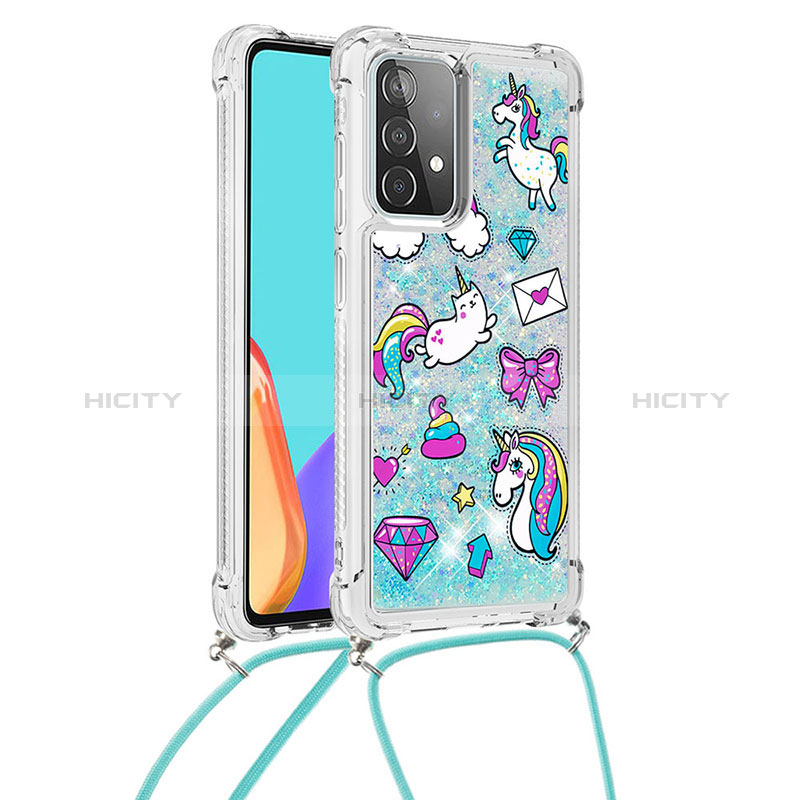 Coque Silicone Housse Etui Gel Bling-Bling avec Laniere Strap S02 pour Samsung Galaxy A52s 5G Plus