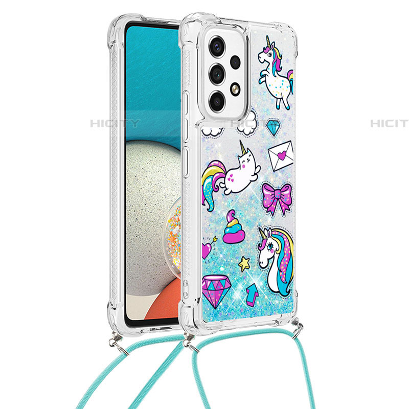 Coque Silicone Housse Etui Gel Bling-Bling avec Laniere Strap S02 pour Samsung Galaxy A53 5G Plus