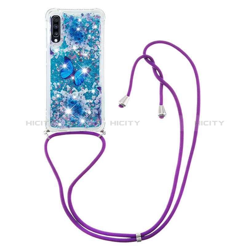 Coque Silicone Housse Etui Gel Bling-Bling avec Laniere Strap S02 pour Samsung Galaxy A70S Plus