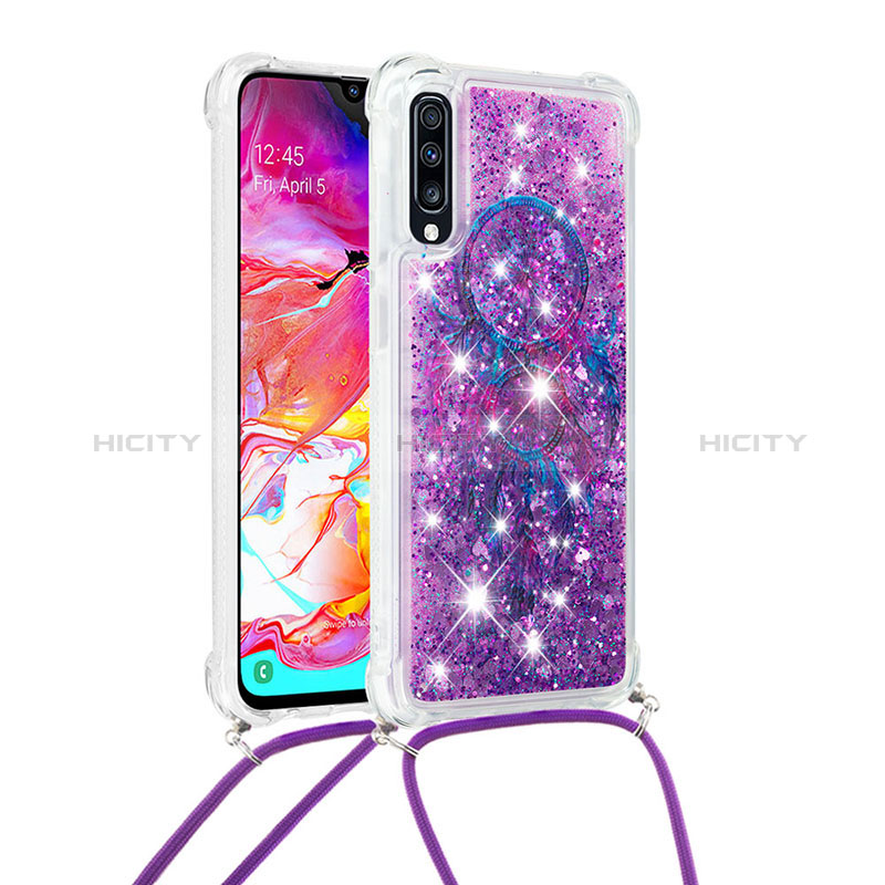 Coque Silicone Housse Etui Gel Bling-Bling avec Laniere Strap S02 pour Samsung Galaxy A70S Plus