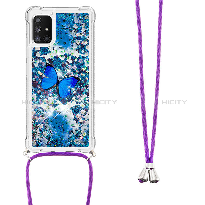 Coque Silicone Housse Etui Gel Bling-Bling avec Laniere Strap S02 pour Samsung Galaxy A71 4G A715 Plus