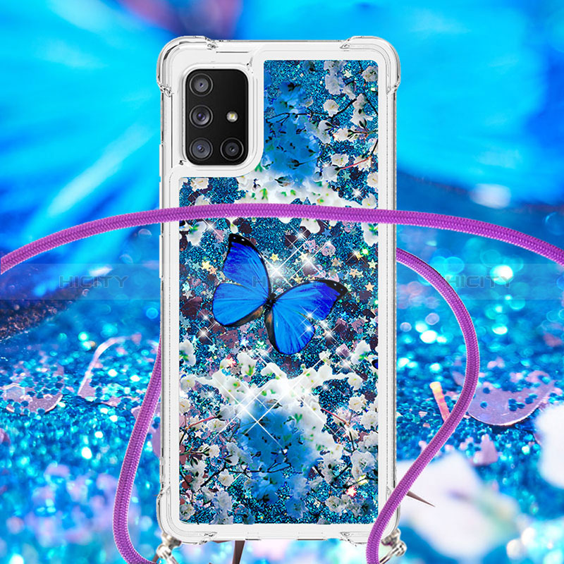 Coque Silicone Housse Etui Gel Bling-Bling avec Laniere Strap S02 pour Samsung Galaxy A71 4G A715 Plus