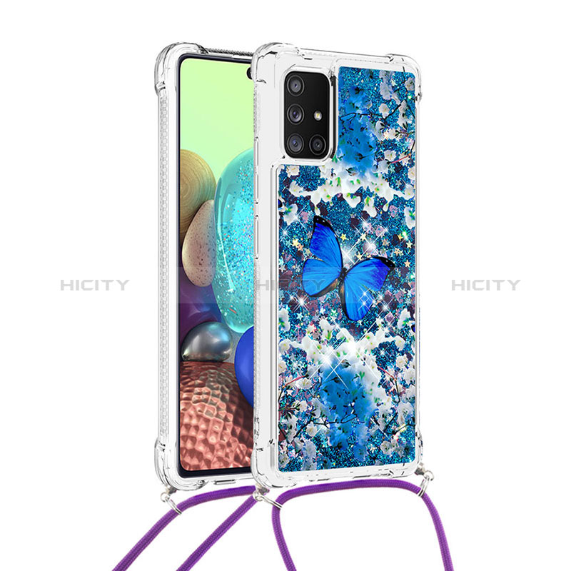 Coque Silicone Housse Etui Gel Bling-Bling avec Laniere Strap S02 pour Samsung Galaxy A71 4G A715 Plus