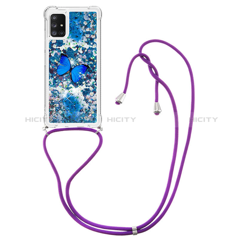 Coque Silicone Housse Etui Gel Bling-Bling avec Laniere Strap S02 pour Samsung Galaxy A71 5G Plus