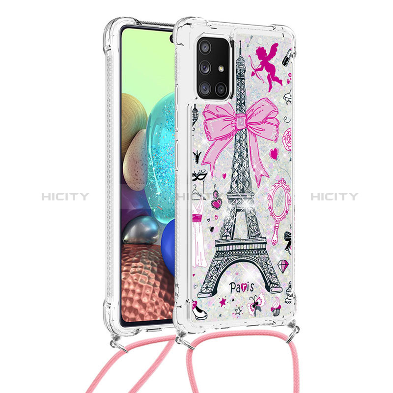 Coque Silicone Housse Etui Gel Bling-Bling avec Laniere Strap S02 pour Samsung Galaxy A71 5G Plus