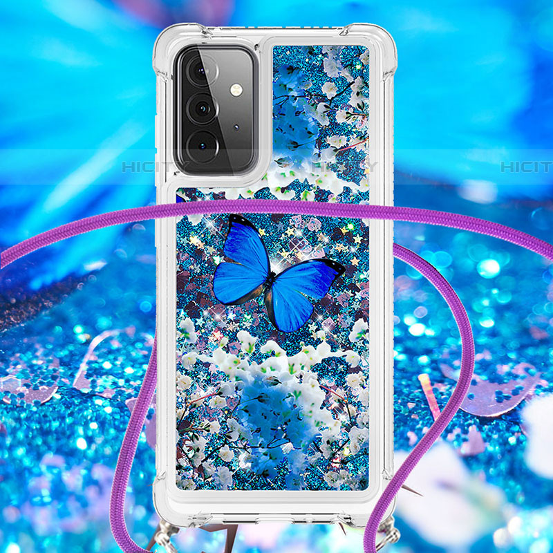 Coque Silicone Housse Etui Gel Bling-Bling avec Laniere Strap S02 pour Samsung Galaxy A72 4G Plus