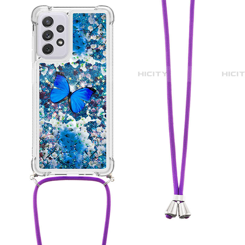 Coque Silicone Housse Etui Gel Bling-Bling avec Laniere Strap S02 pour Samsung Galaxy A73 5G Plus