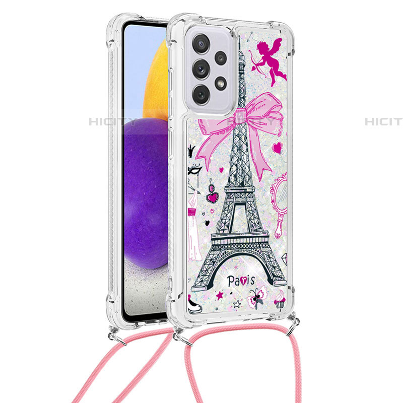 Coque Silicone Housse Etui Gel Bling-Bling avec Laniere Strap S02 pour Samsung Galaxy A73 5G Plus