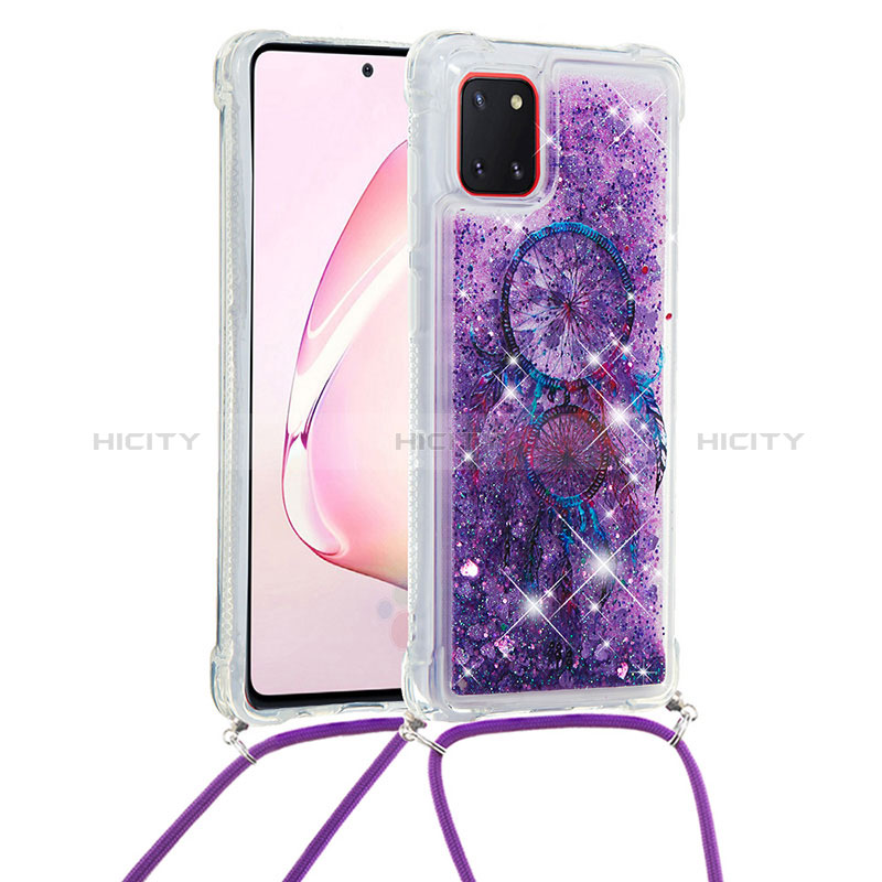 Coque Silicone Housse Etui Gel Bling-Bling avec Laniere Strap S02 pour Samsung Galaxy A81 Plus