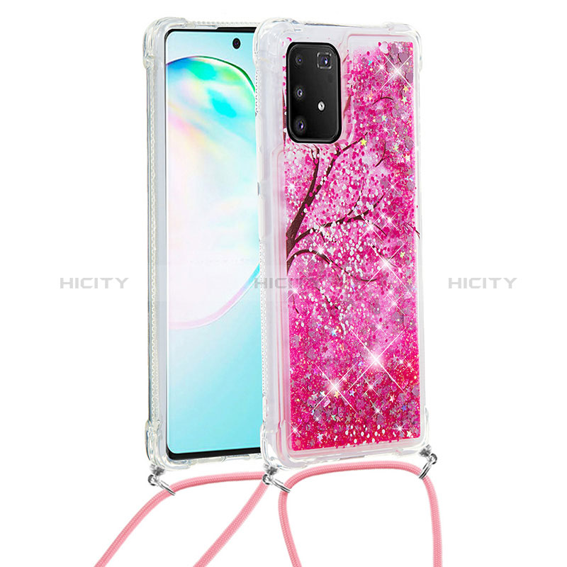 Coque Silicone Housse Etui Gel Bling-Bling avec Laniere Strap S02 pour Samsung Galaxy A91 Plus