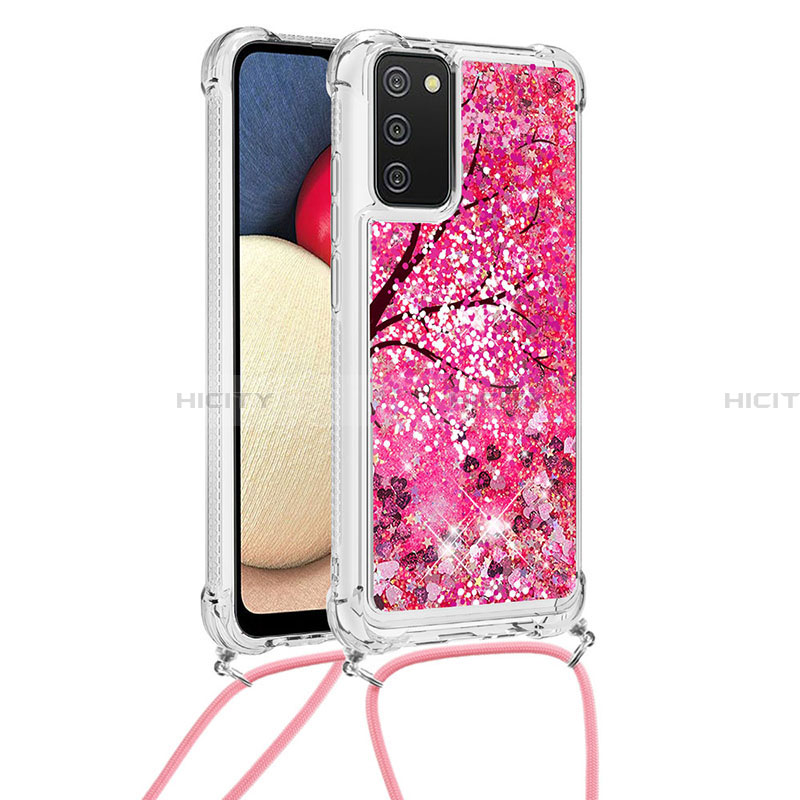 Coque Silicone Housse Etui Gel Bling-Bling avec Laniere Strap S02 pour Samsung Galaxy F02S SM-E025F Plus