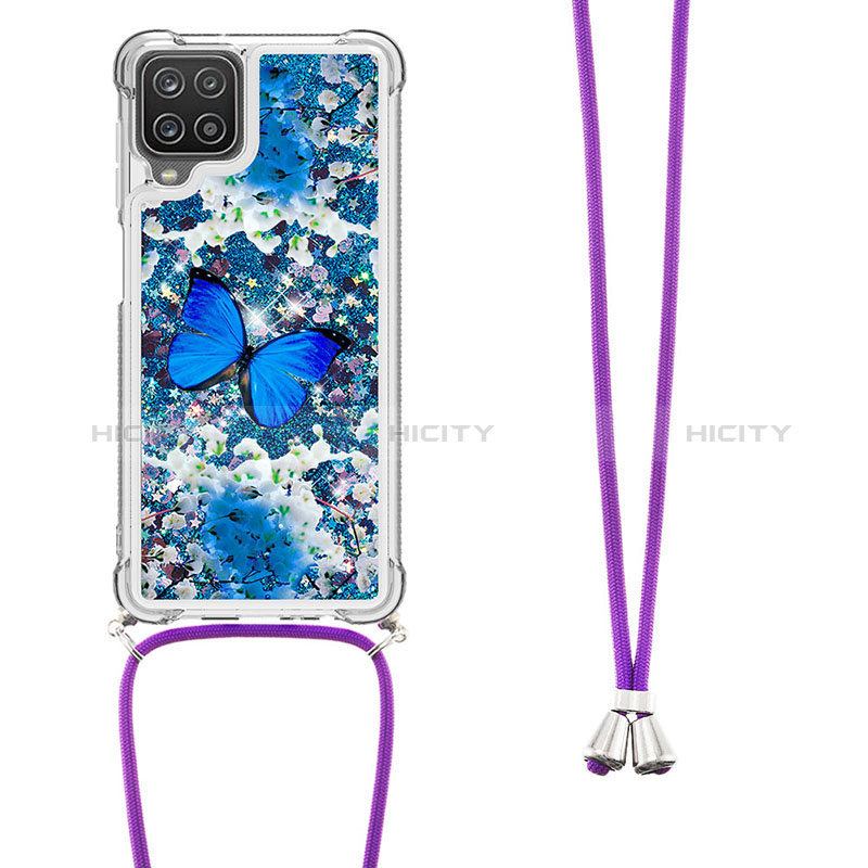 Coque Silicone Housse Etui Gel Bling-Bling avec Laniere Strap S02 pour Samsung Galaxy F12 Plus