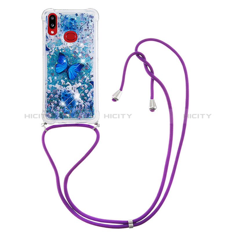 Coque Silicone Housse Etui Gel Bling-Bling avec Laniere Strap S02 pour Samsung Galaxy M01s Plus