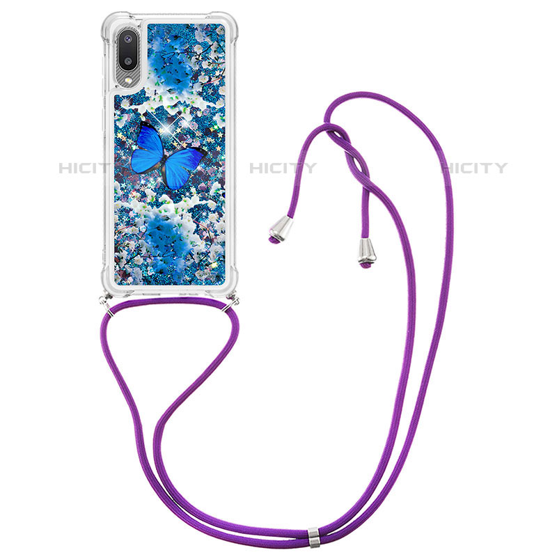 Coque Silicone Housse Etui Gel Bling-Bling avec Laniere Strap S02 pour Samsung Galaxy M02 Plus