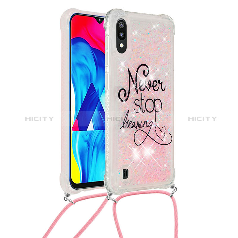 Coque Silicone Housse Etui Gel Bling-Bling avec Laniere Strap S02 pour Samsung Galaxy M10 Plus