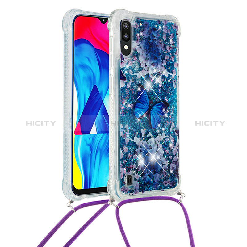 Coque Silicone Housse Etui Gel Bling-Bling avec Laniere Strap S02 pour Samsung Galaxy M10 Plus