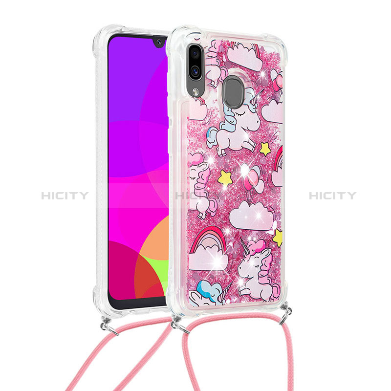 Coque Silicone Housse Etui Gel Bling-Bling avec Laniere Strap S02 pour Samsung Galaxy M10S Plus