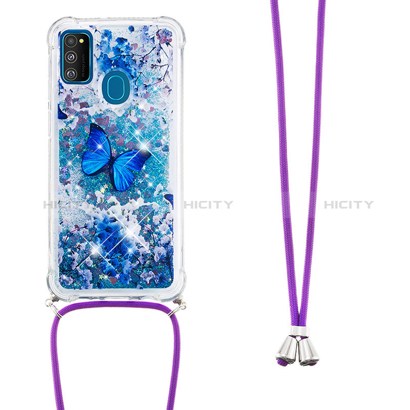 Coque Silicone Housse Etui Gel Bling-Bling avec Laniere Strap S02 pour Samsung Galaxy M21 Plus