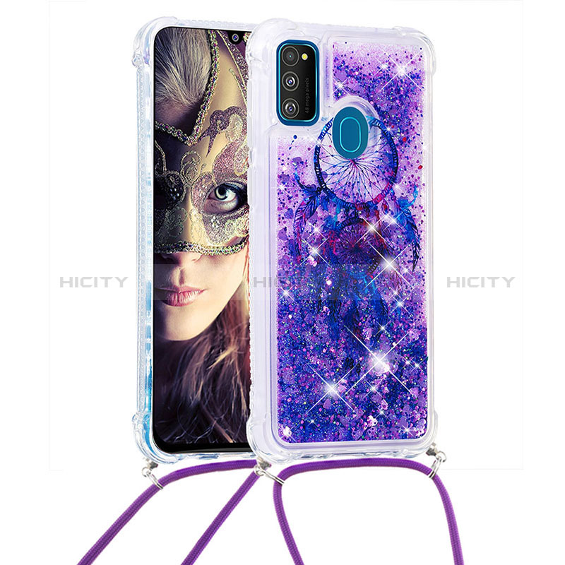 Coque Silicone Housse Etui Gel Bling-Bling avec Laniere Strap S02 pour Samsung Galaxy M21 Plus