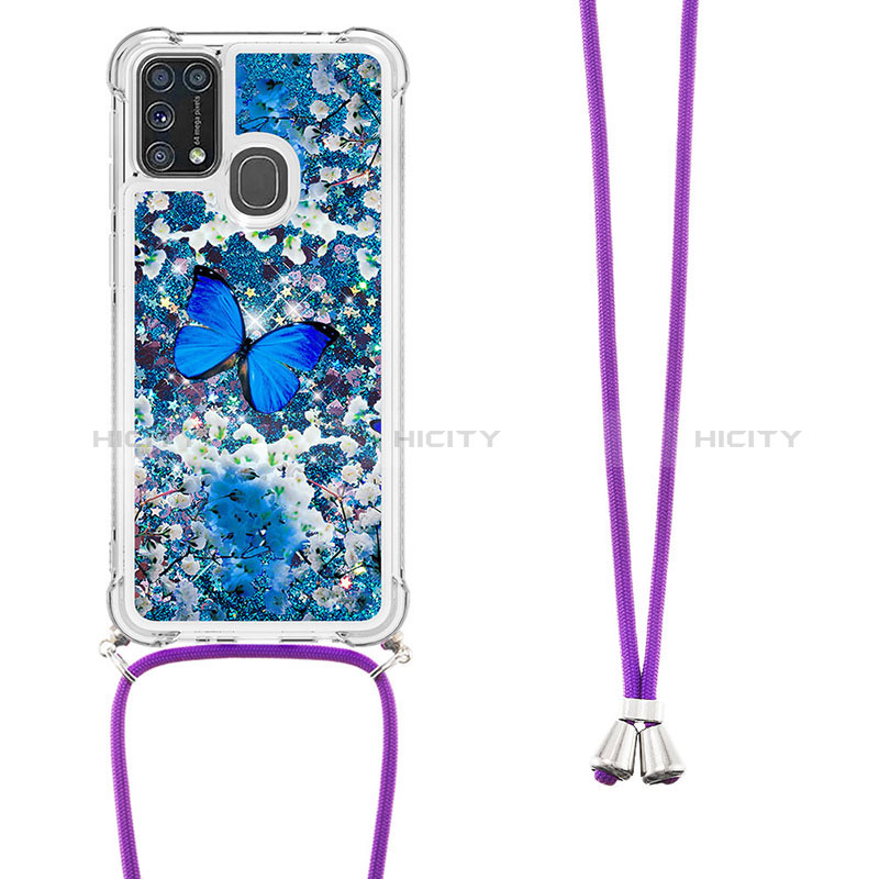 Coque Silicone Housse Etui Gel Bling-Bling avec Laniere Strap S02 pour Samsung Galaxy M21s Plus