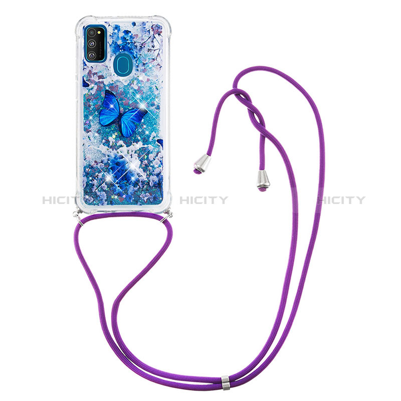 Coque Silicone Housse Etui Gel Bling-Bling avec Laniere Strap S02 pour Samsung Galaxy M30s Plus