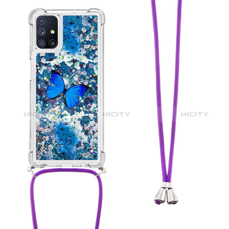 Coque Silicone Housse Etui Gel Bling-Bling avec Laniere Strap S02 pour Samsung Galaxy M51 Plus