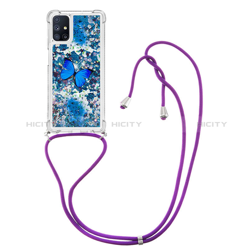 Coque Silicone Housse Etui Gel Bling-Bling avec Laniere Strap S02 pour Samsung Galaxy M51 Plus