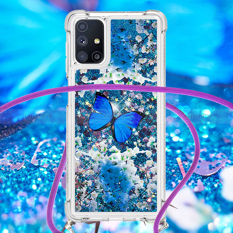 Coque Silicone Housse Etui Gel Bling-Bling avec Laniere Strap S02 pour Samsung Galaxy M51 Plus